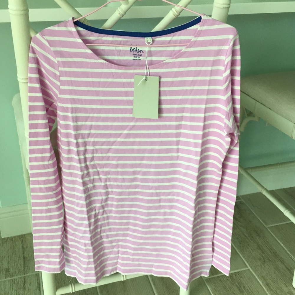 NWT BODEN LONG SLEEVE BRETON SHIRT LILAC SZ 8